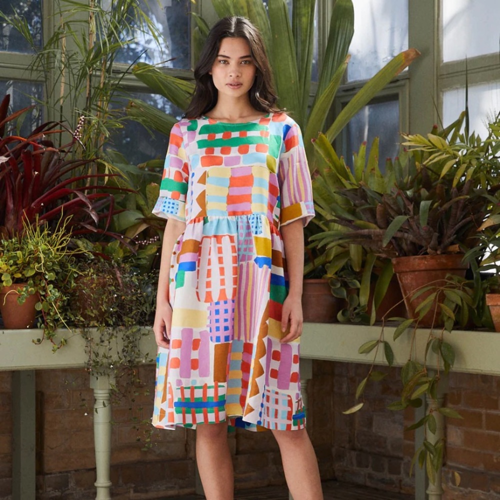 Unique Colorful Smock Dress With Pockets